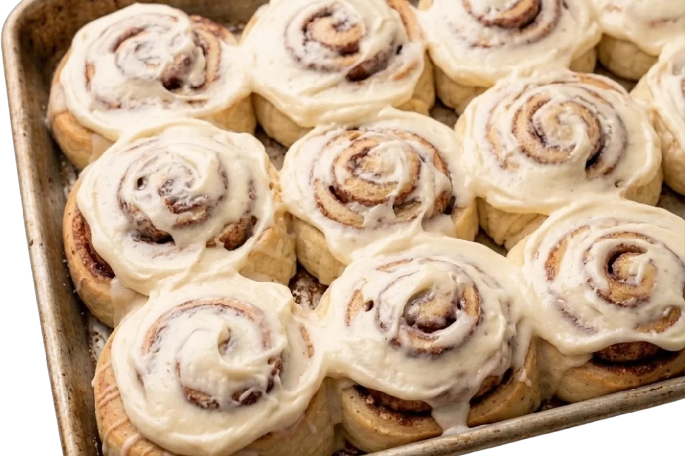 swole roll catering tray, frosted high-protein cinnamon rolls