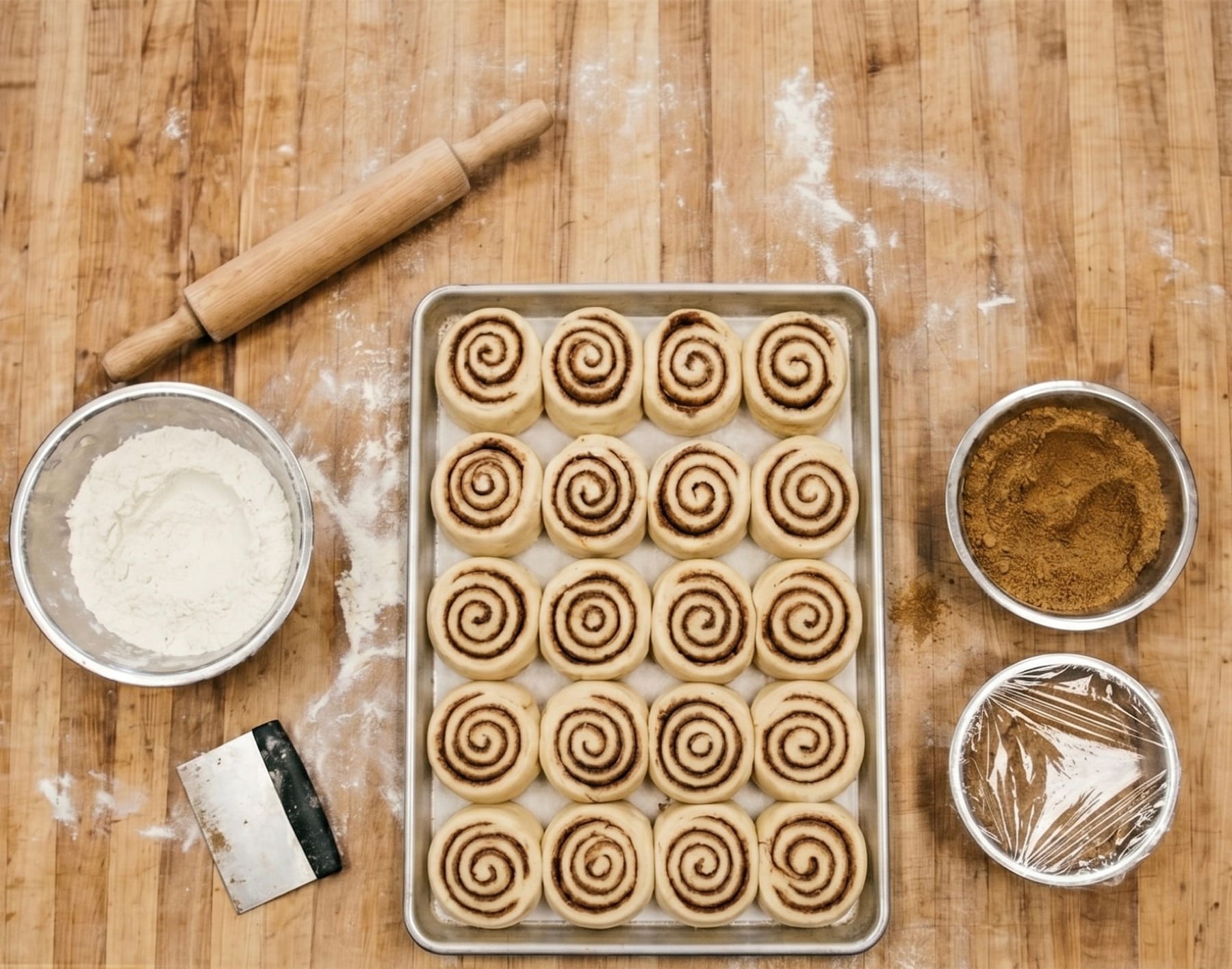 hand-rolling protein cinnamon rolls in the tandoco loring park kitchen