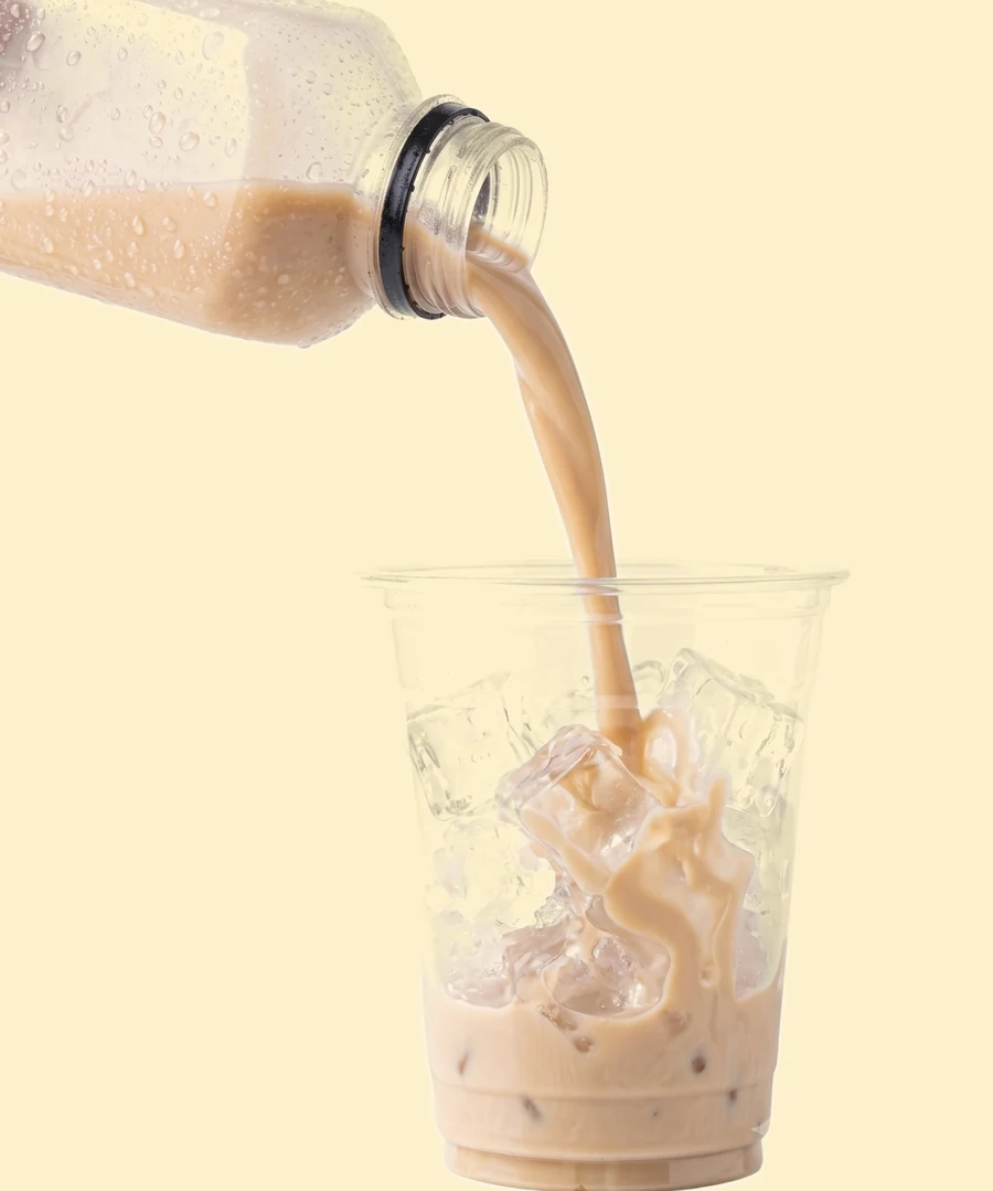 brewski protein cold brew pouring over ice